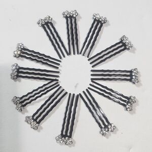 Sparkling Rhinestone Black  Hair Clip Bobby Pins Qty 24 NEW